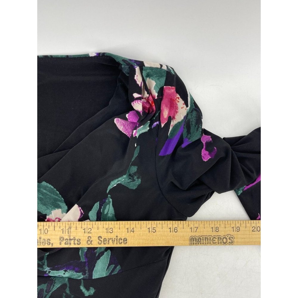 Ralph Lauren Women's Black Floral Long Sleeve Stretch Cocktail Party Dress Sz 6 - Picture 11 of 15